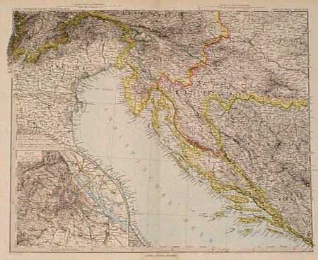 010ceur: Circa 1880 map of the countries surrounding the northern Adriatic 