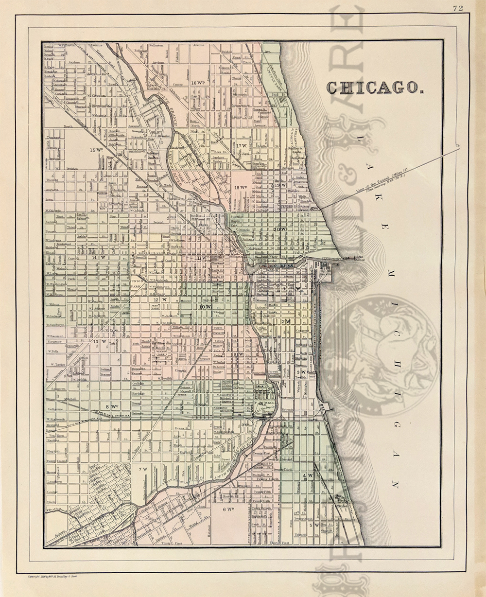 Chicago Antique Vintage Pictorial Map 