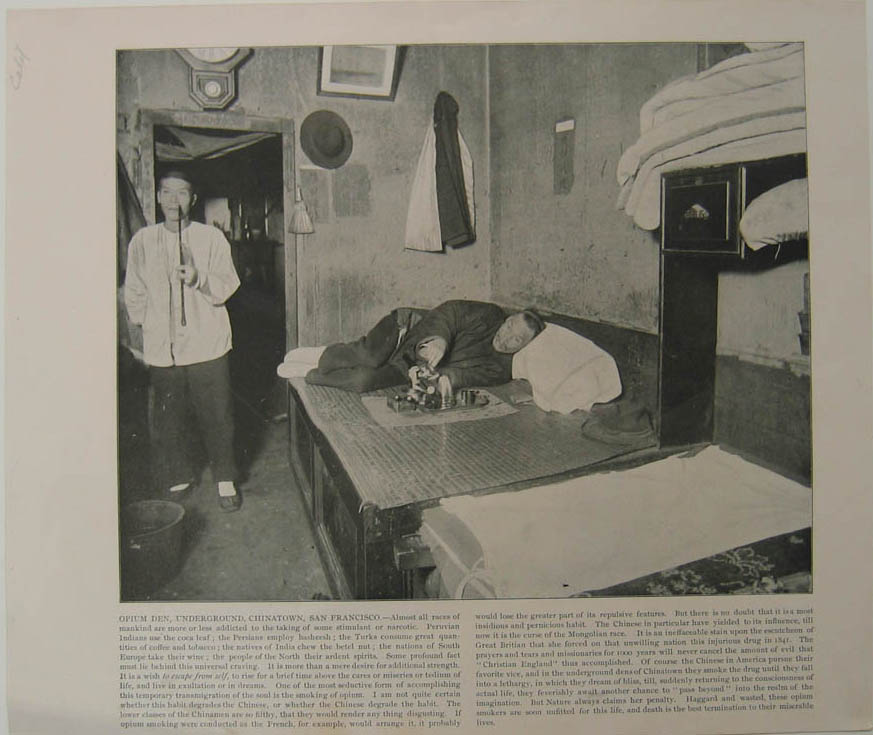 105drug: Picture of two men in an opium den in Chinatown, San Francisco.