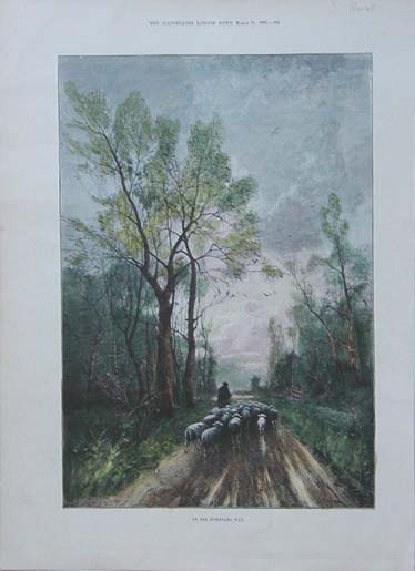 antique print of a farm scene