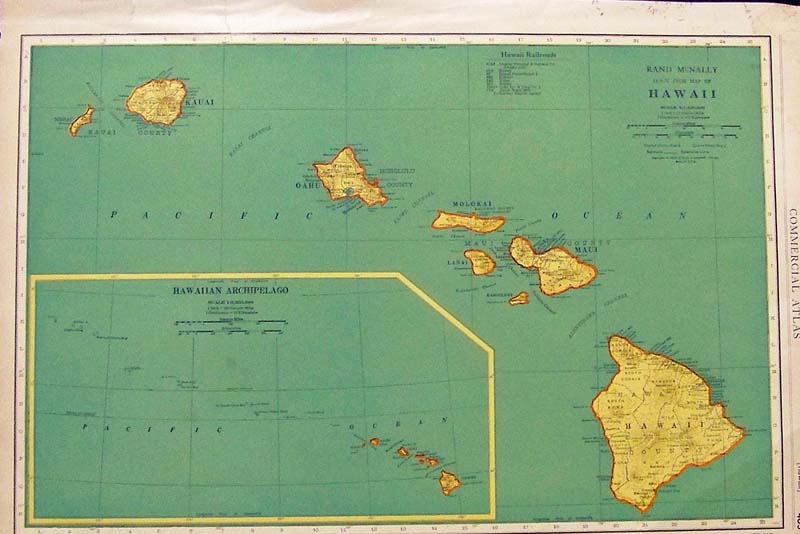 Hawaiian Master Art Print Rand McNally Atlas 13 x 19in Vintage Colored Engraved Cartographic Map c.1898 Map of Hawaii 