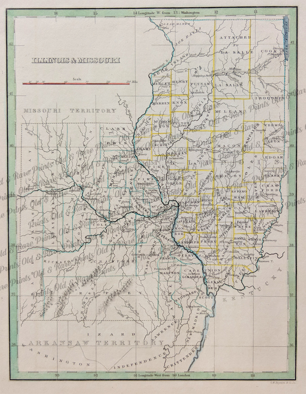 map of missouri and illinois. 126il: 1835 Elegant Map of