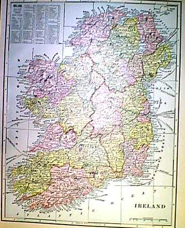 Type Wood Engraving Size 16x11 in 30 1150ire 1901 Map of Ireland