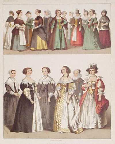 Fashion Coats Women on 004low  1880 Print  1600s Dutch Women S Clothing  Antique Color