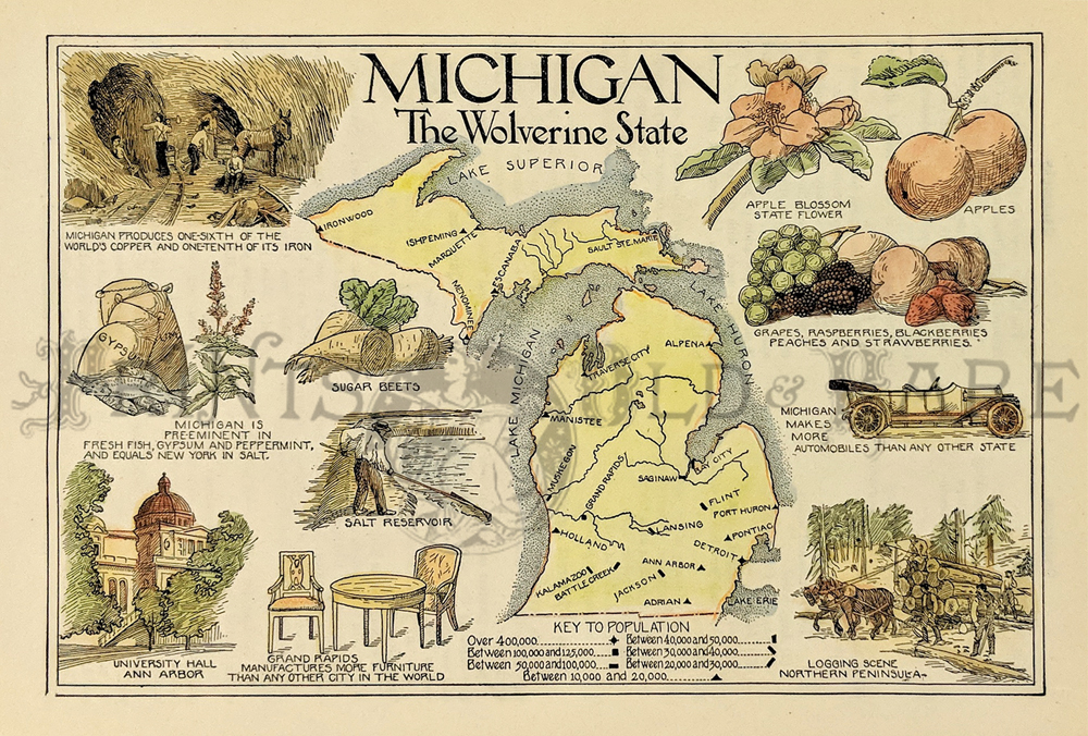 Prints Old & Rare Michigan Antique Maps & Prints