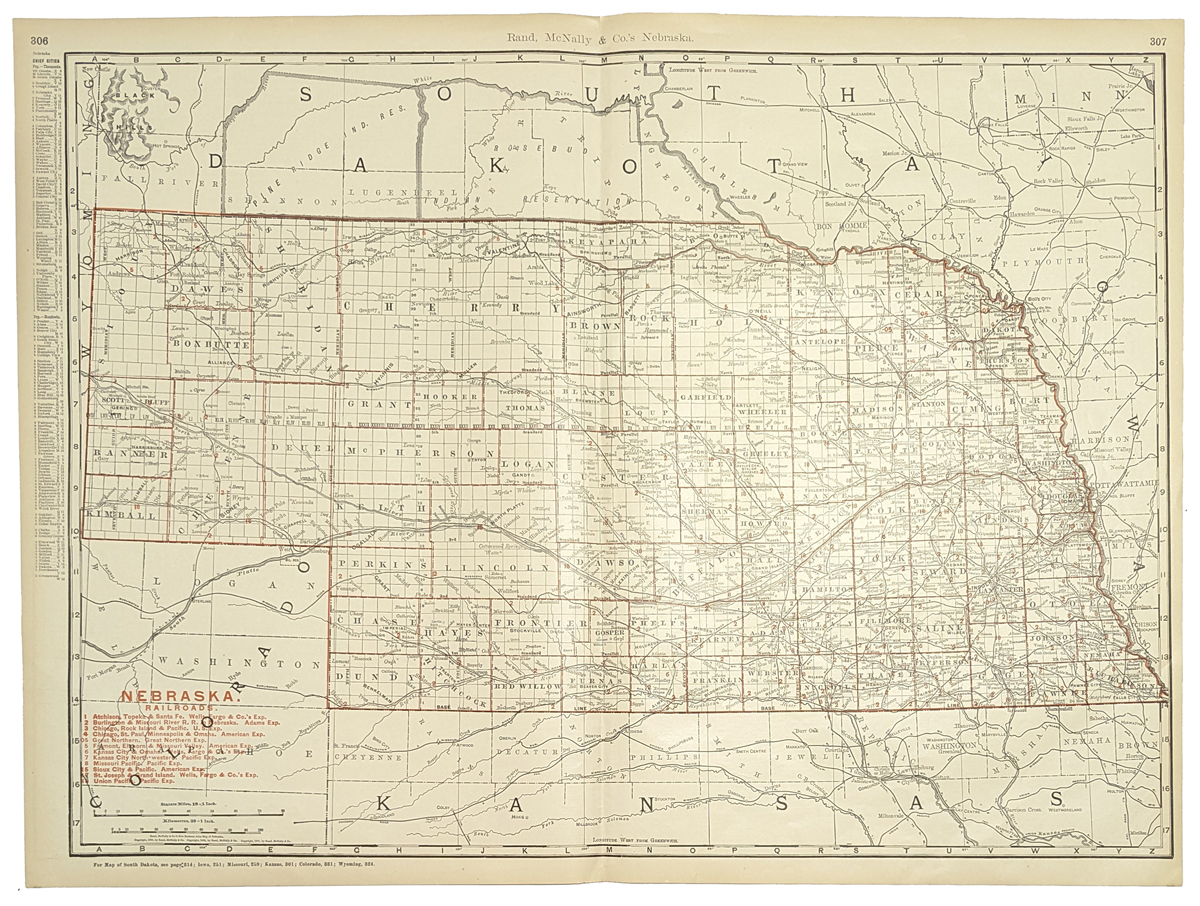 map of nebraska with cities. Railroad map of Nebraska.