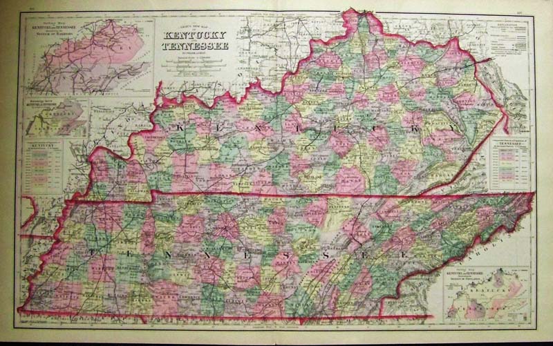 map of kentucky and tennessee. 102tn: 1881 Gray's Map of Tennessee, Kentucky. Decorative map of Tennessee 