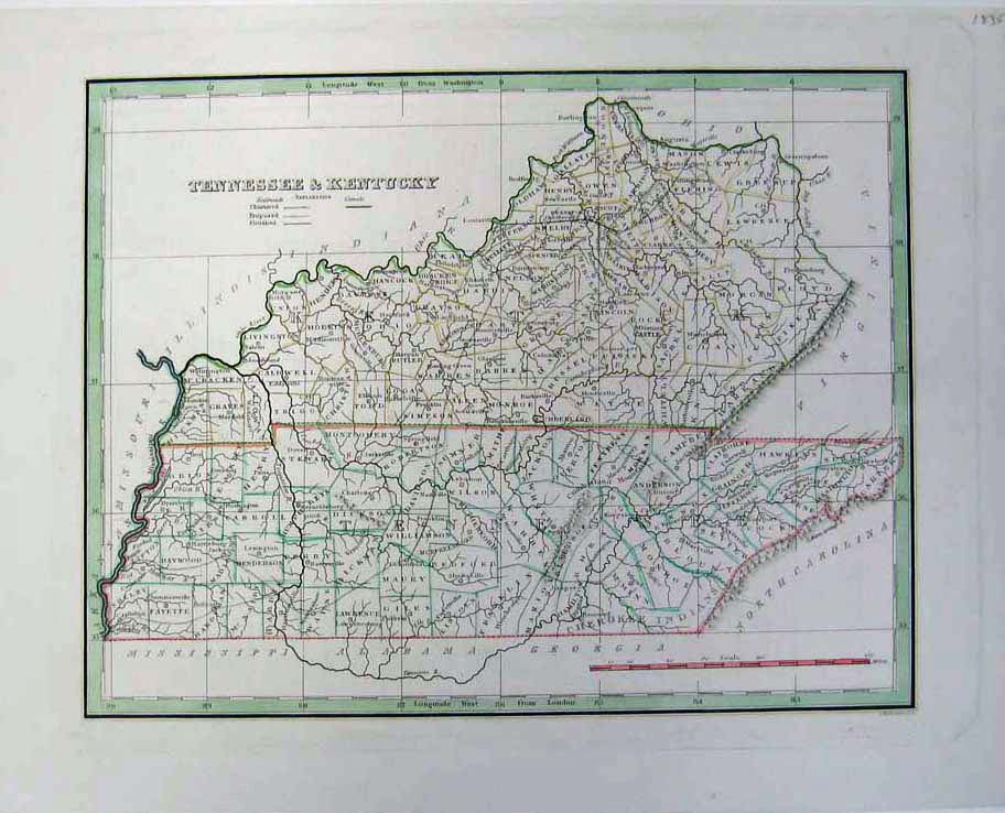 Map Of Kentucky And Tennessee. 204tn: 1835 Map of Tennessee