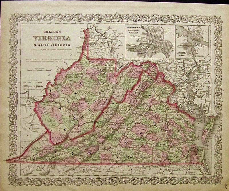 Prints Old Rare Virginia Antique Maps Prints