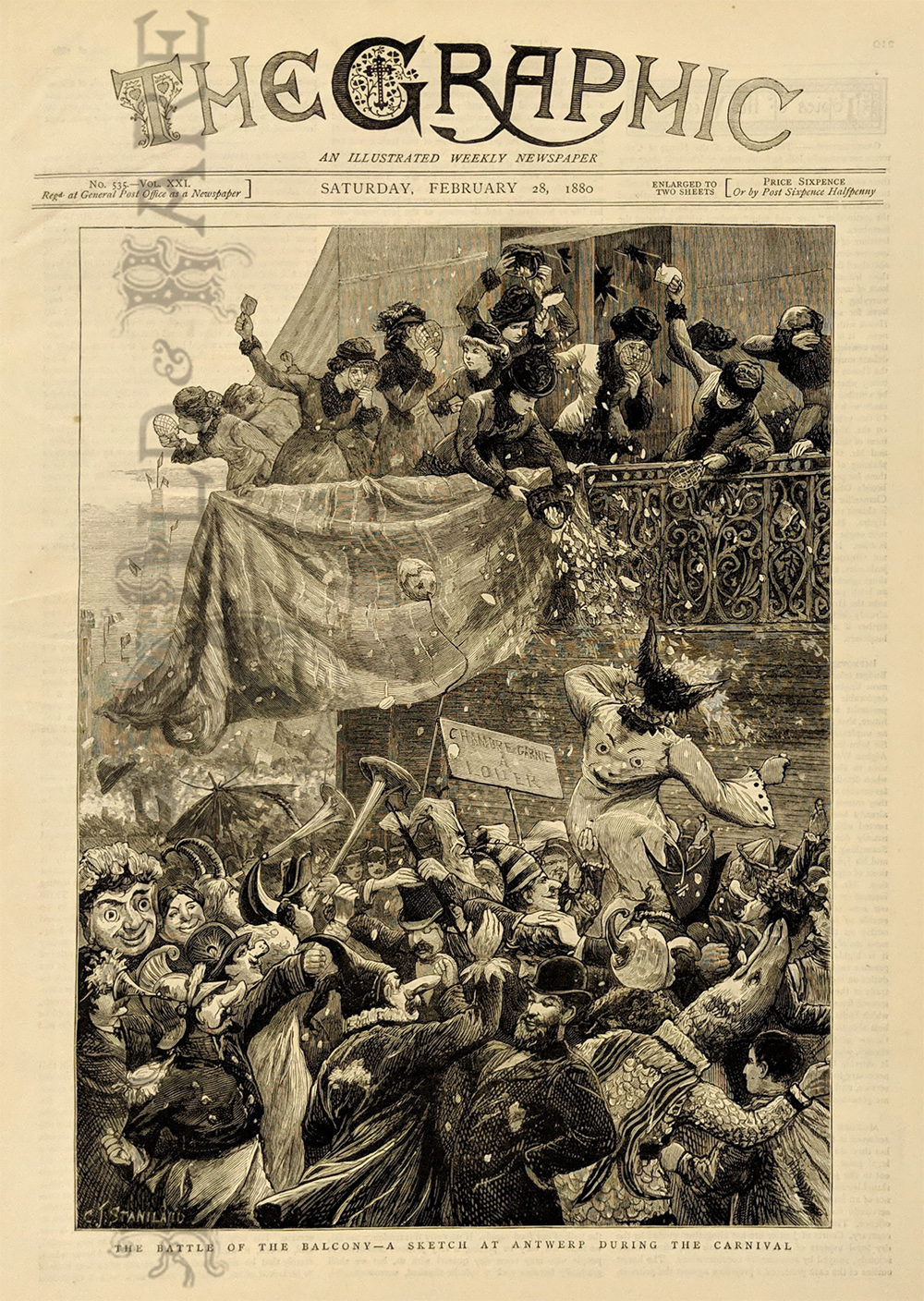 1880 Carnival Scene in Antwerp Belgium