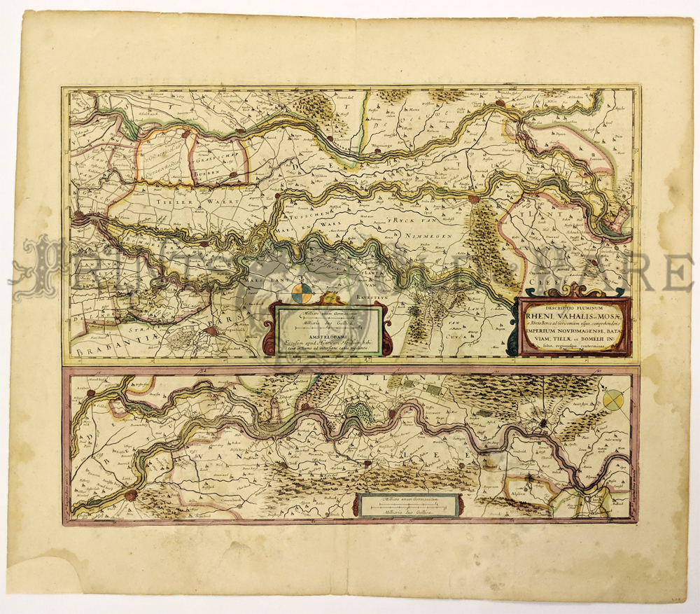 1606 Hondius Map: Netherlands Rivers